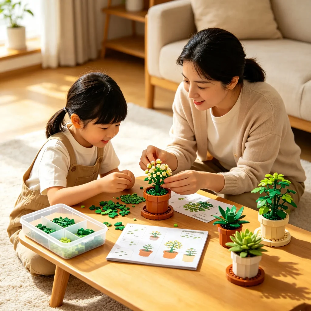 让孩子可以通过拼搭认识植物形态、叶片结构和盆栽造型
