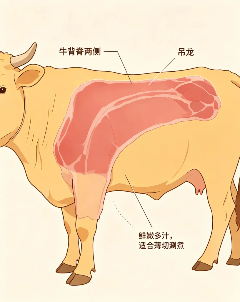 吊龙一般位于牛背脊两侧